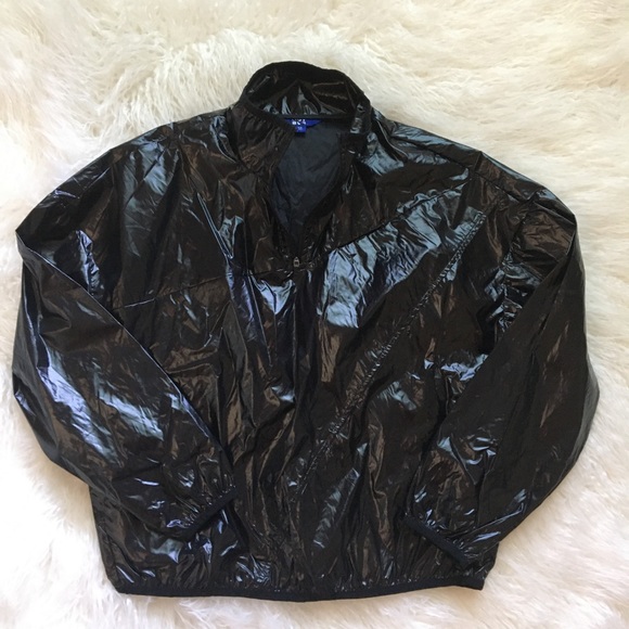 JoyLab | Black Metallic Windbreaker Poncho - Picture 3 of 8